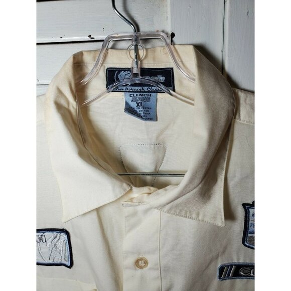 Mens Clench Jeans Size XL‎ Short Sleeve White Butto - Picture 3 of 6